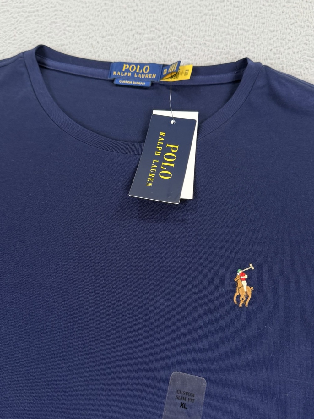 NWT Polo Ralph Lauren Shirt Mens XL Navy Blue Custom Slim Fit Short Sleeve Pony